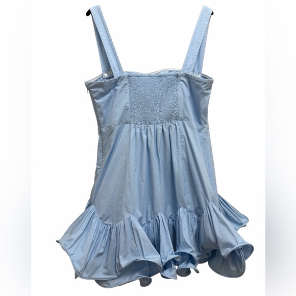 Maeve Anthropologie Ruffle Mini Dress Removable Straps in Sky Blue Size 1X - Picture 5 of 13